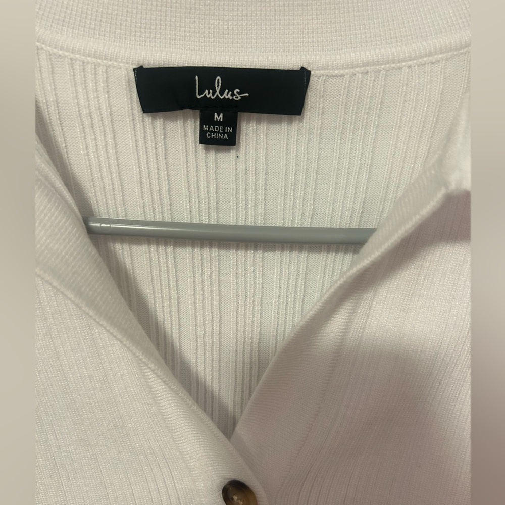 Lulu's White Ribbed Knit Polo - Picture 3 of 3